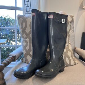Women’s Slate Blue Hunter Tall Rain Boots Size 8